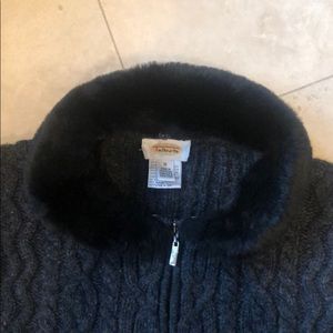 Talbots zippered cardigan with detachable collar